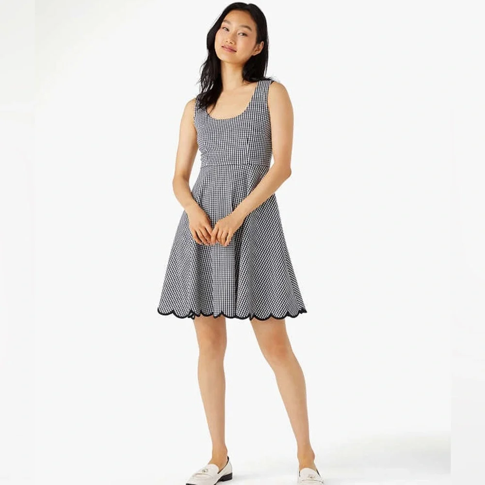 Kate Spade Jazzy Gingham Scalloped Ponte Dress - Picture 1 of 3